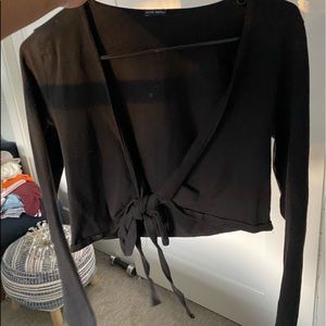Brandy Melville Black Wrap Top
